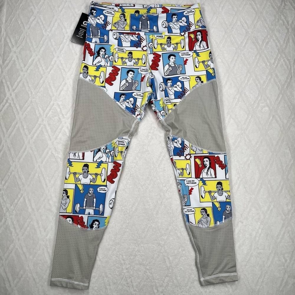 GRRRL Power Legging Women Ali/Amenah Workout Pant Mesh Graphic Comic (READ)